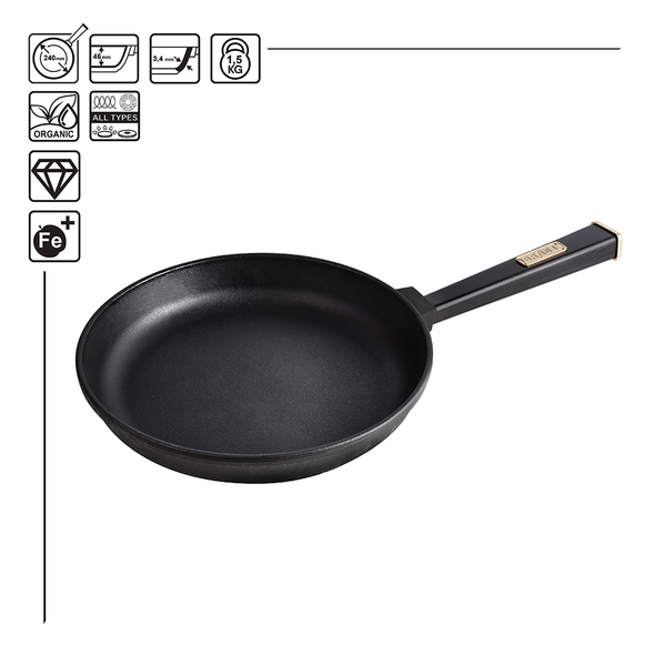Cast iron frying pan Optima-Black, 240x46.5 mm