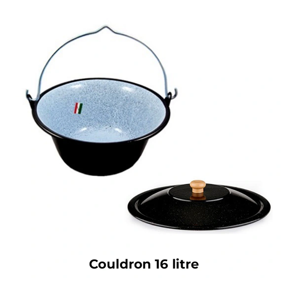 ENAMELLED COOKING POT, CAULDRON (16L) with lid