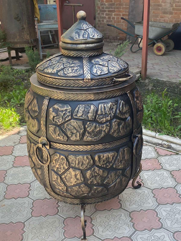 CHAMOTTE CLAY TANDOOR  OVEN "TBILISI" 125L CC INSULATED IN GOLD COLOR