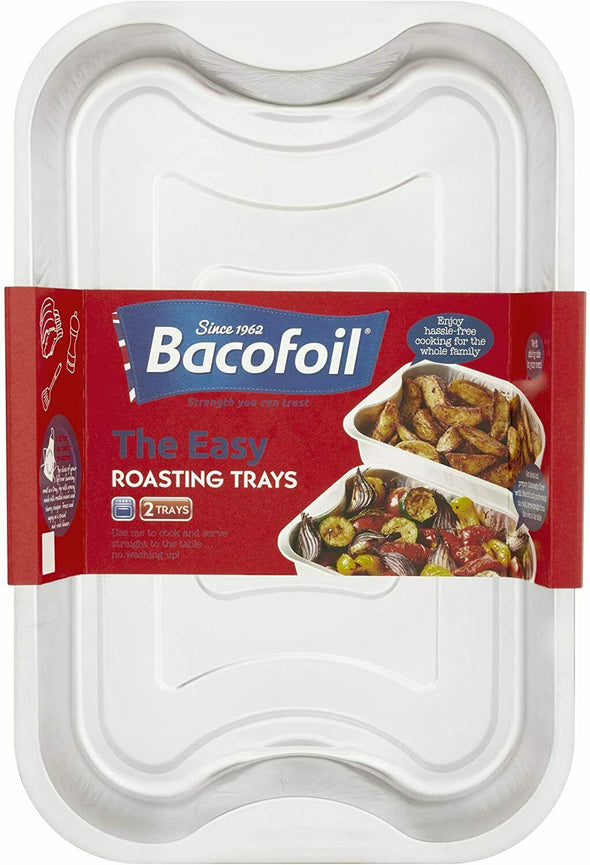 2x Bacofoil Baking Roasting Tray  Easy Bake Approx. 29cm x 19cm x 5cm